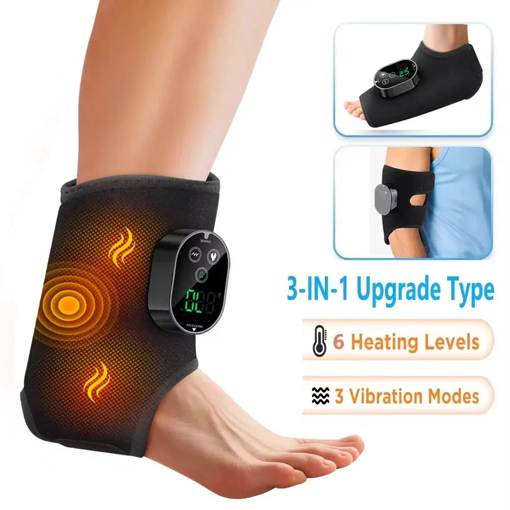 3-in-1 Electric Heated Ankle Guard Massager for Right Left Foot Hand Cordless Ankle Wrist Brace Vibration Massage Wristband