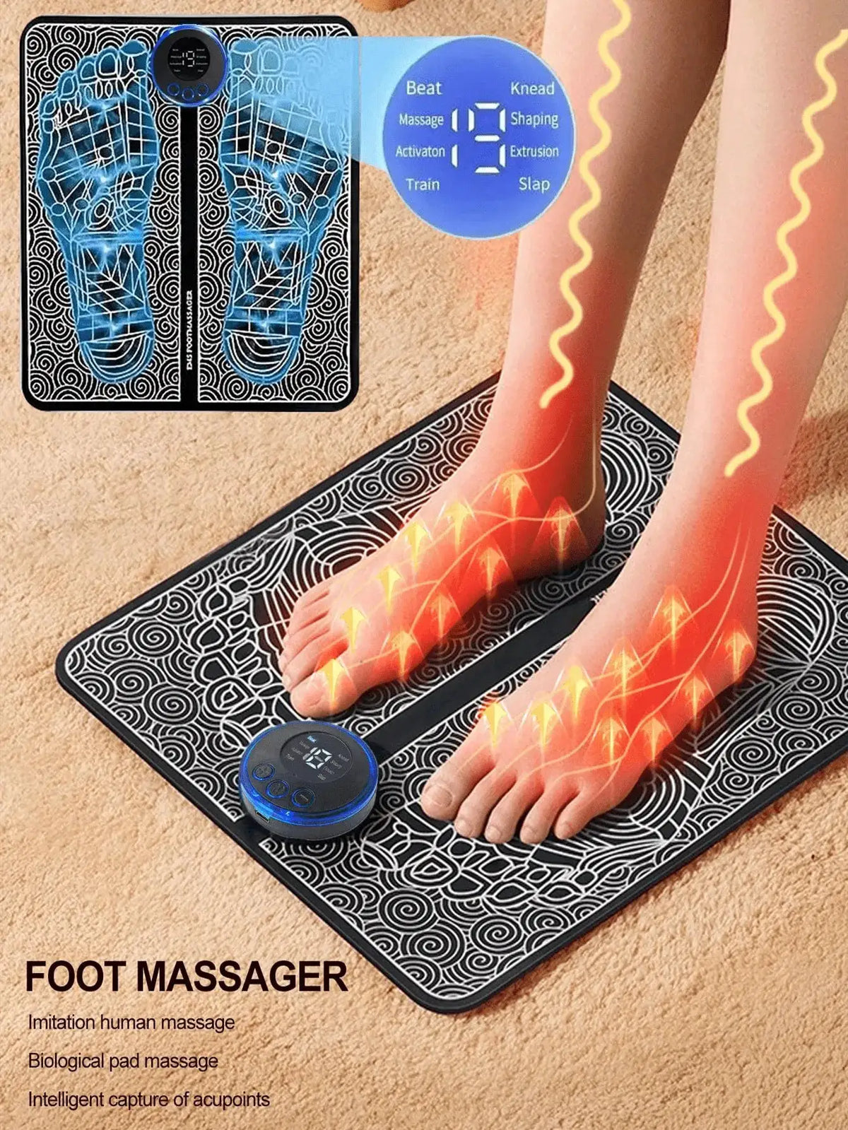 2026 Foot Massager for Relaxation, Automatic Pulse Foot Massage Pad with Heat, Soothing Foot Care Mat for Home Use