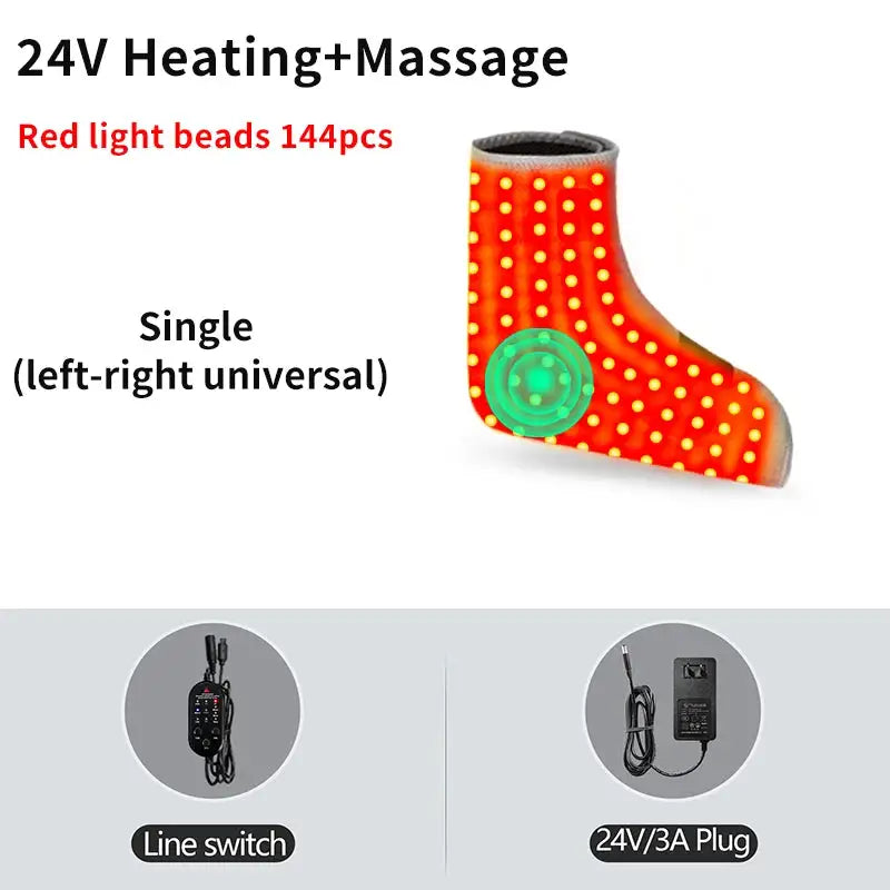 660Nm Red Light Heat Foot Wrap 144 Led Vibration Massage Relief Pain Ankle Comfort Sports Recovery Home Relax Wellness Protector