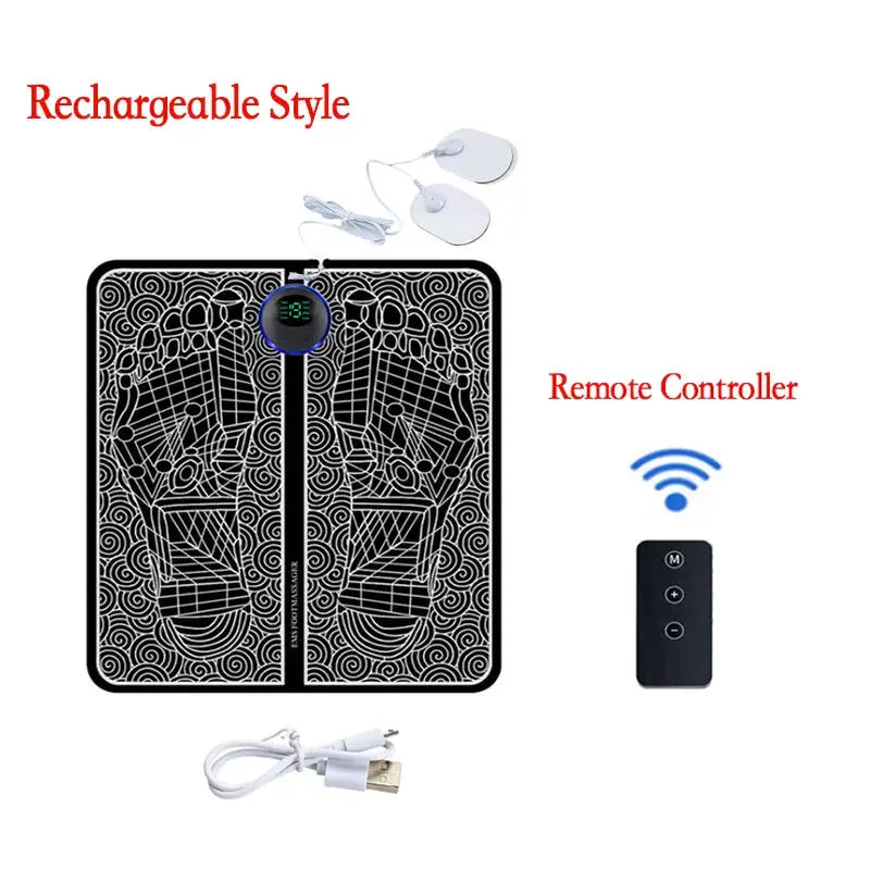 Electric EMS Foot Massager With Gel Pad Portable EMS Muscle Stimulation Massage Mat Improve Blood Circulation Relief Pain Relax