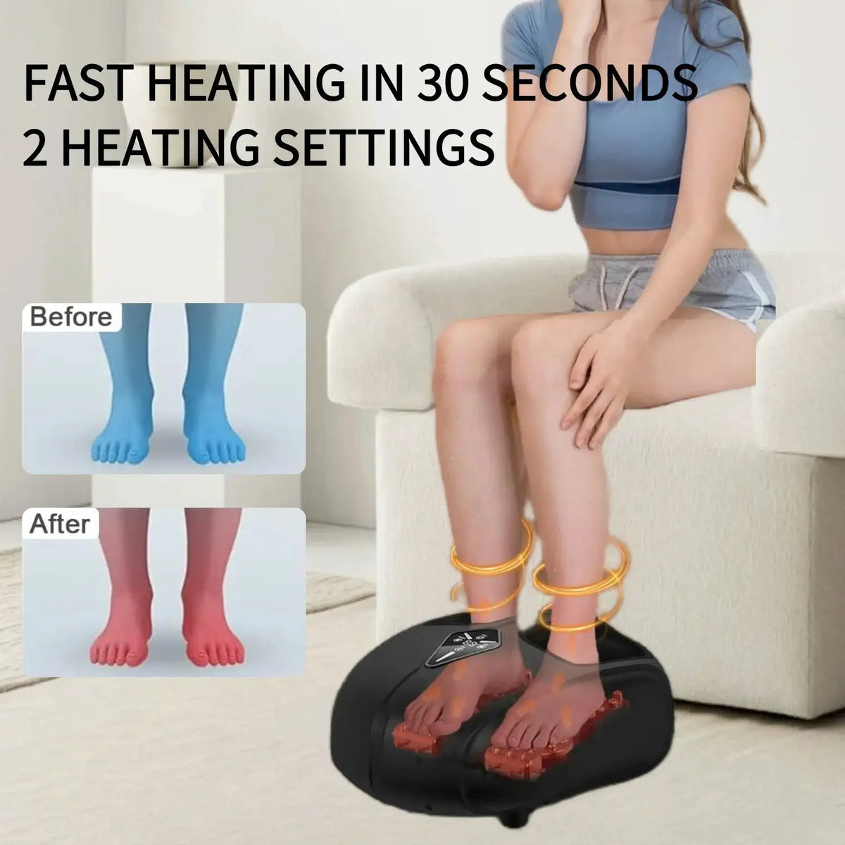 Electric Foot Massager with Heat Airbag Compression Relief for Tired Muscles Plantar Deep Kneading Shiatsu Feet Massage Machine