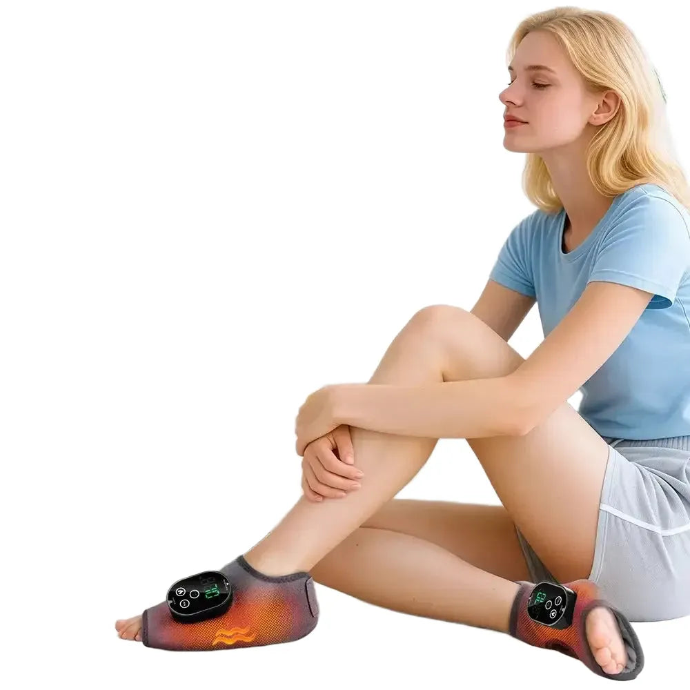 Heated Foot and Ankle Massager 6 Heat Levels 3 Vibration Modes Warm Sole Wrap 3000mAh Cordless Rechargeable