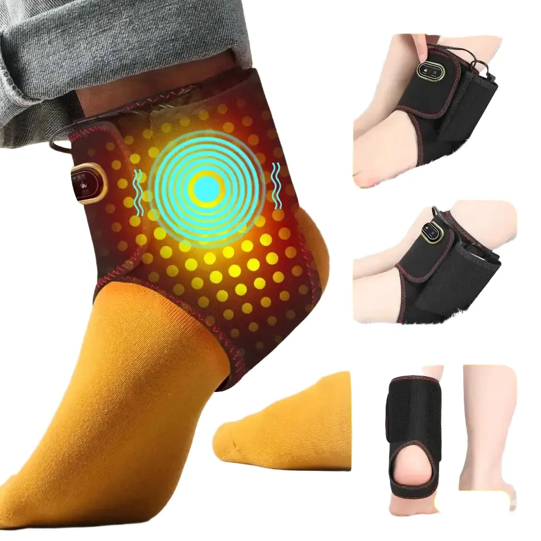 Electric Heating Massage Foot Ankle Support Foot Massager 3 Vibrating Brace Fixed Muscle Relaxation Sports Recovery