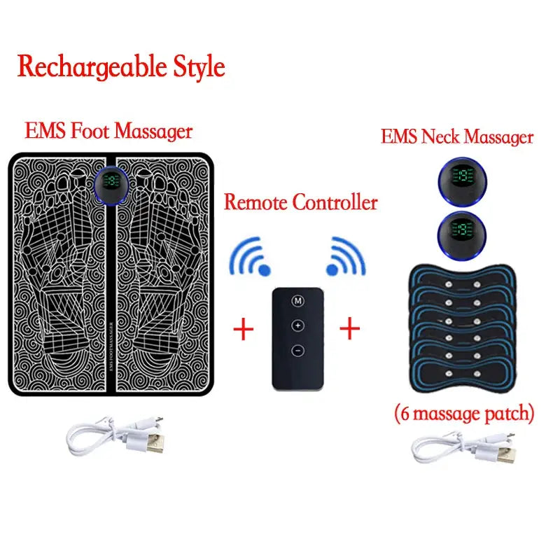 Electric EMS Foot Massager With Gel Pad Portable EMS Muscle Stimulation Massage Mat Improve Blood Circulation Relief Pain Relax