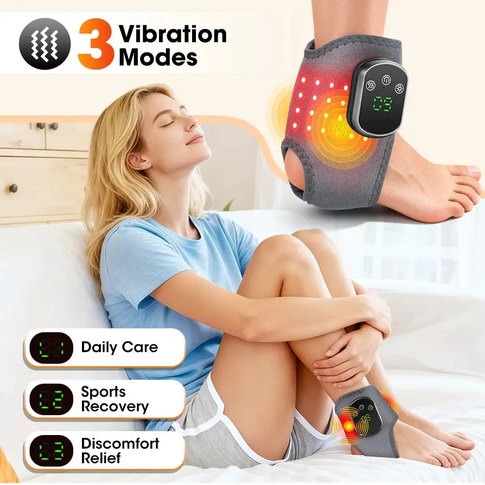 NEW Electric Foot Massager Heated Vibration infrared Cordless Ankle Wrap Portable Leg Care Relaxation Pad For Home Office Seniors