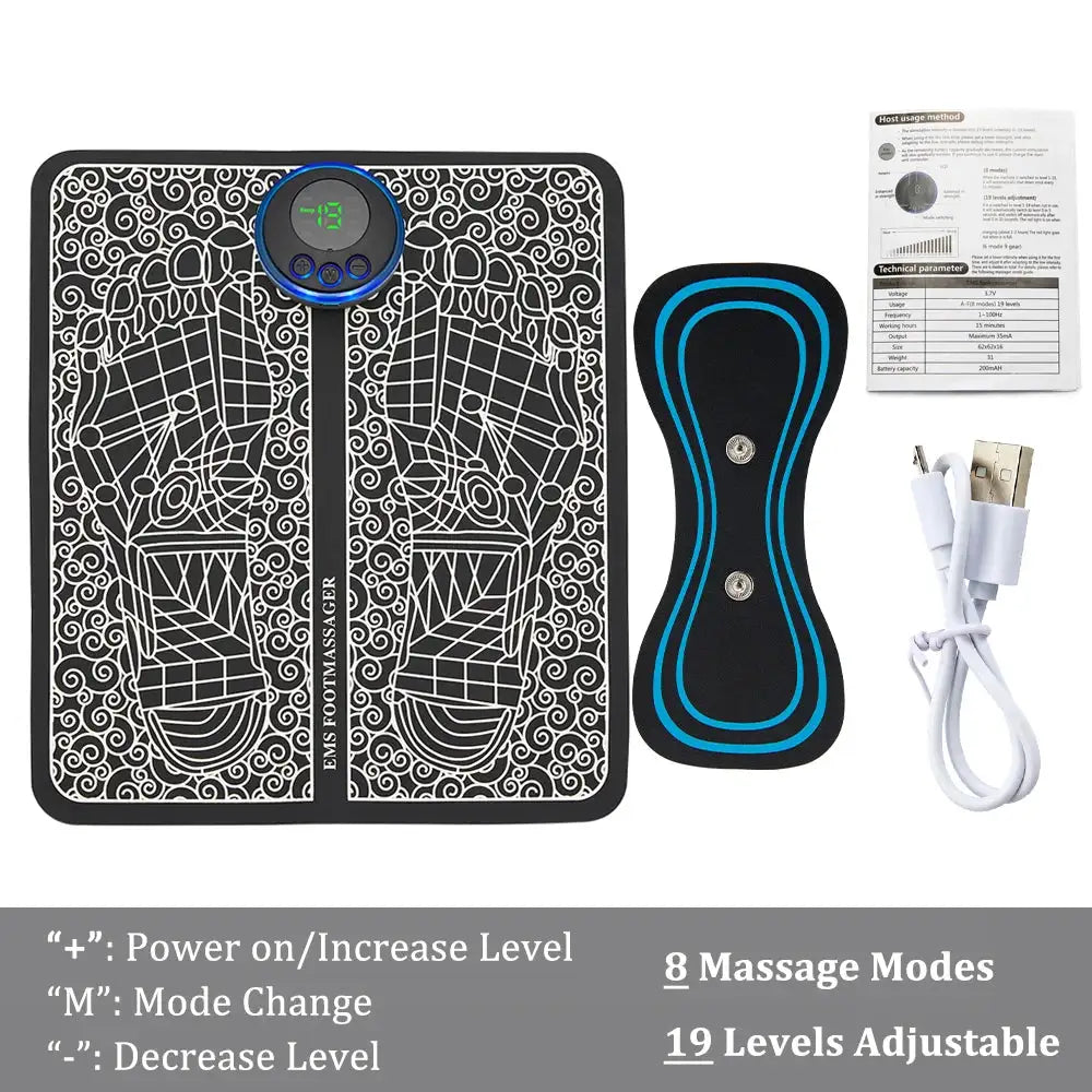 EMS Foot Massager Mat Electric TENS Feet Massager Pad Foldable Massage Mat Muscle Stimulation Fisioterapia Terapia Fisica Salud