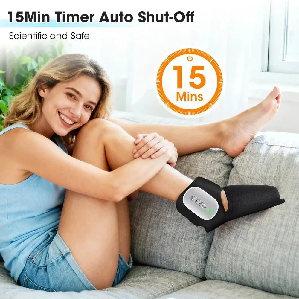 Foot Massager with Heat 3 Modes 4 Levels, Cordless Air Compression Foot and Ankle Massager 3000mAh USB for Home Office Relax