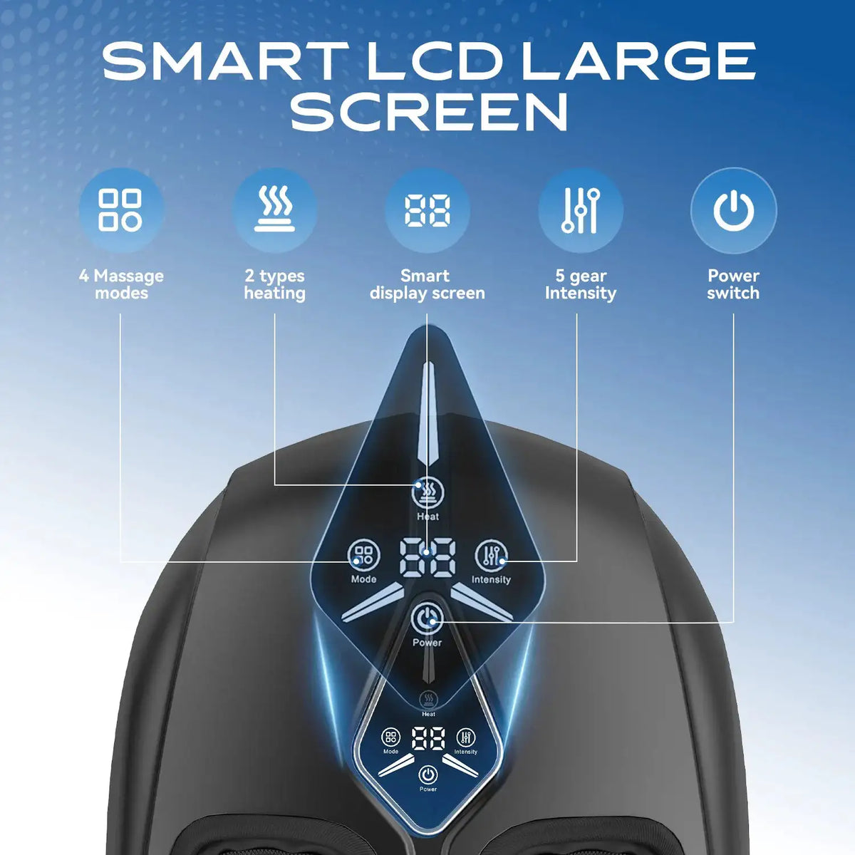 Electric Foot Massager with Heat Airbag Compression Relief for Tired Muscles Plantar Deep Kneading Shiatsu Feet Massage Machine