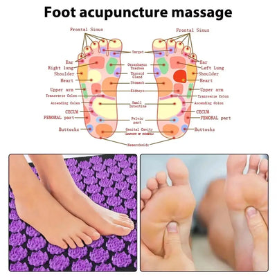 3PCS Acupressure Yoga Mat Cushion Sensi Massage Body Kuznetsov's Applicator Needles with Spikes Pillow Foot Massager Fitness