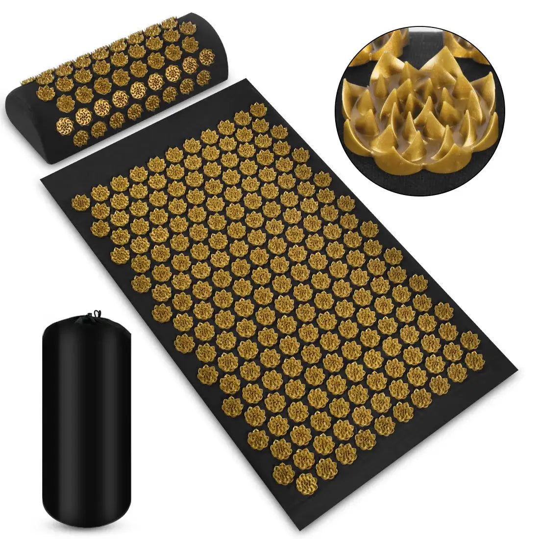 3Pcs Yoga Acupressure Mat and Pillow Set Acupuncture Long Massage Cushion Neck Back Feet Massager Relieve Stress Pain Massager