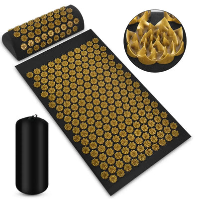 3Pcs Yoga Acupressure Mat and Pillow Set Acupuncture Long Massage Cushion Neck Back Feet Massager Relieve Stress Pain Massager