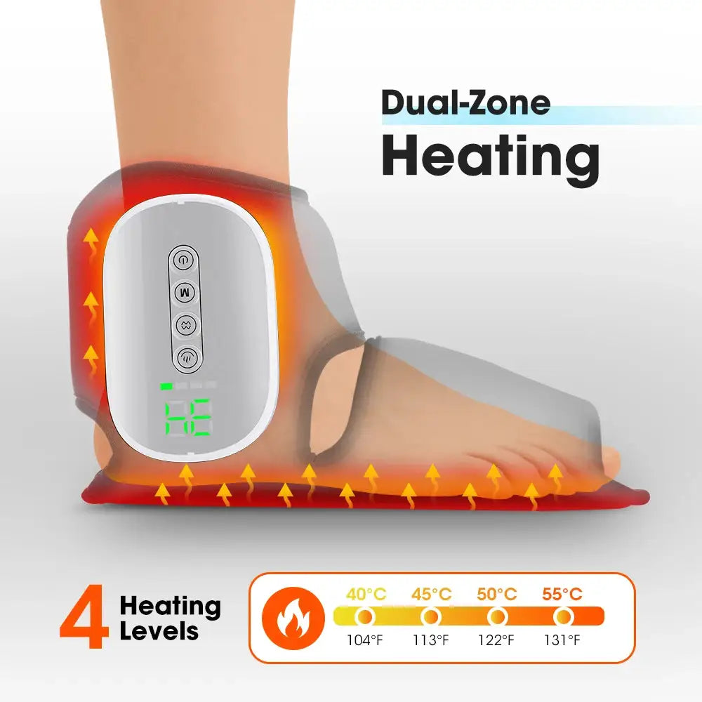 Heated Ankle Foot Massager with Air Compression 4 Intensity Levels And 4 Heating for Deep Foot Muscle Relaxation