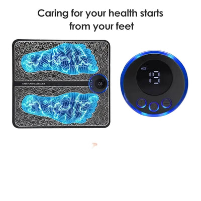 EMS Electric Foot Massager Pad Portable Rechargeable 19 Levels 8 Modes Muscle Stimulator for Pain Relief Blood Circulation Home Office Travel