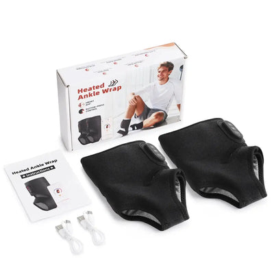 Electric Dual Ankle & Foot Massager 3 Levels Heat Vibration Hot Compress Ankle Massage Heated Wrap Support Brace Foot Protector