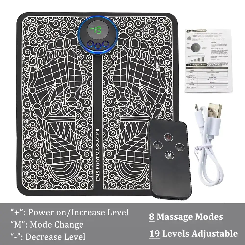 EMS Foot Massager Mat Electric TENS Feet Massager Pad Foldable Massage Mat Muscle Stimulation Fisioterapia Terapia Fisica Salud