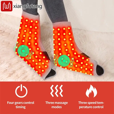 660Nm Red Light Heat Foot Wrap 144 Led Vibration Massage Relief Pain Ankle Comfort Sports Recovery Home Relax Wellness Protector