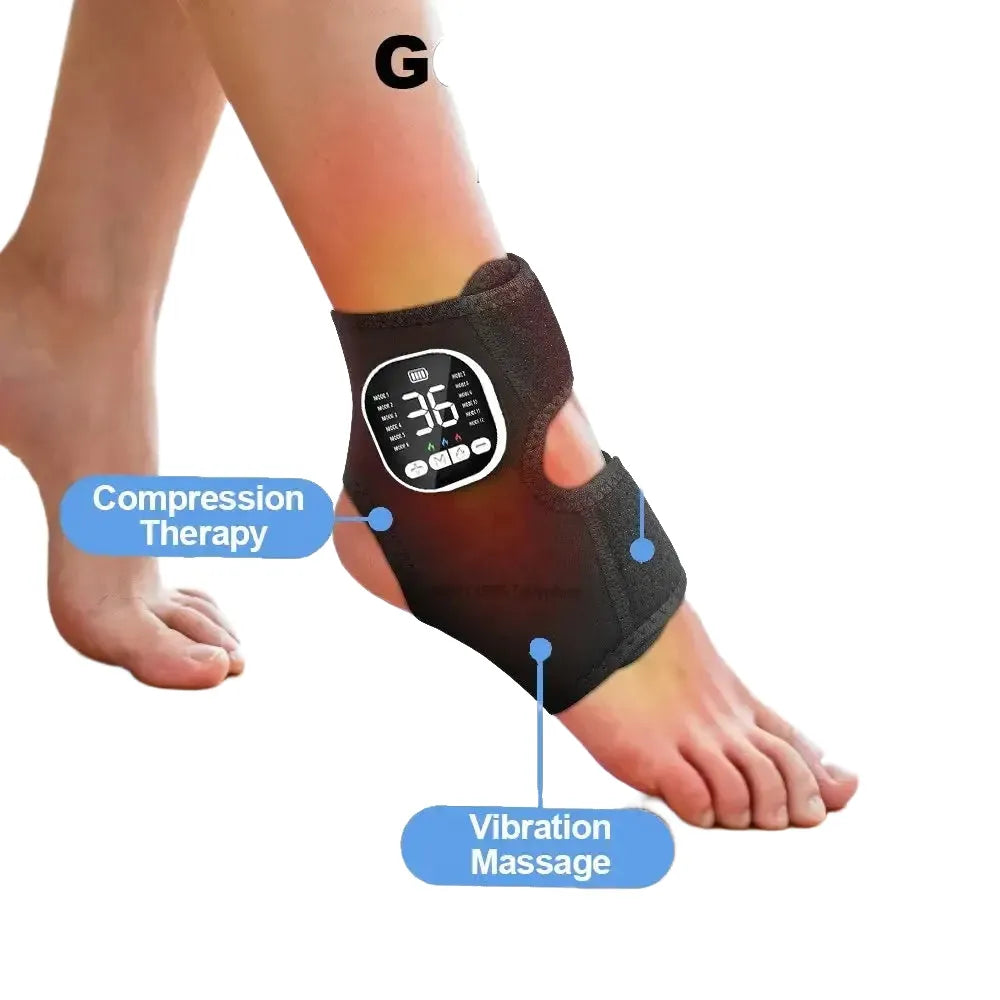 Electric Ankle Massager EMS Foot and Ankle Massager 36 Modes Vibration Ankle Heating Pad for Pain Relief