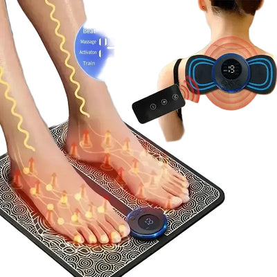 Electric Foot Massager Pad Neck Massage Set Portable Home Fatigue Relief Muscle Vibration Massage Pad Back Neck Massager