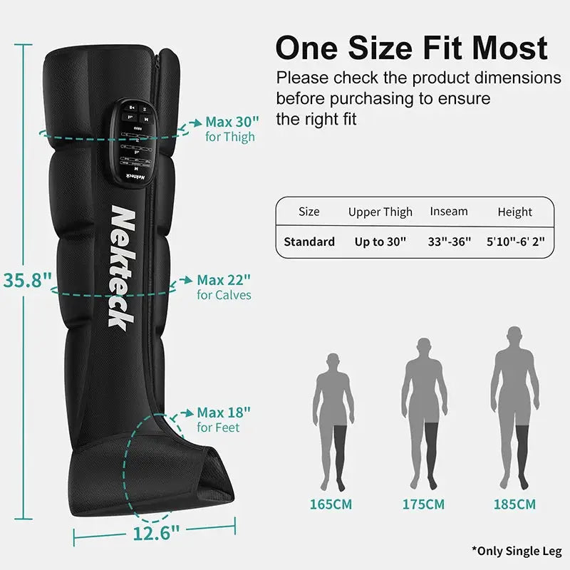 Nekteck 1 Pcs Air Pressure Leg Massager Cordless Foot Massage Boots Kneading Squeeze Deep Relaxation Calf with Storage Bag