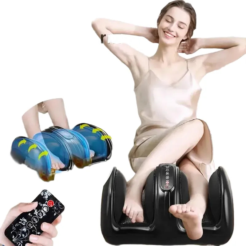 Jinkairui Air Compression Massage Shiatsu Foot Massager Calf Leg Massage Machine with Heat Deep Kneading Remote Controller