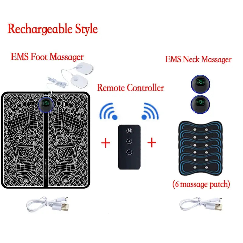 Electric EMS Foot Massager Pad Portable EMS Muscle Stimulation Massage Mat Relief Pain Relax Feet Slimming Shaping