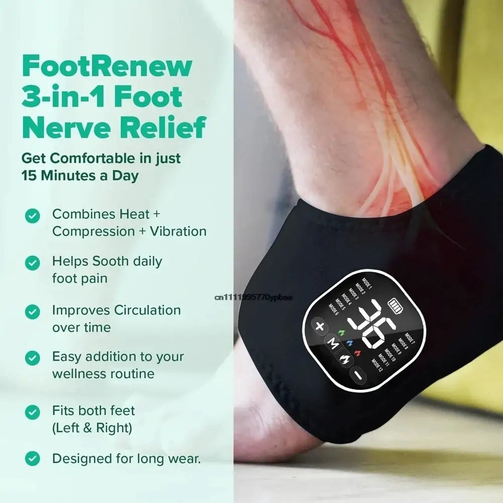12 modes and 36 gears Heated Ankle Foot Massager - Rechargeable EMS Muscle Stimulator With Red Light For Deep Pain Relief
