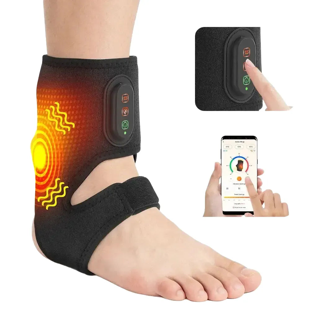 Electric Dual Ankle & Foot Massager 3 Levels Heat Vibration Hot Compress Ankle Massage Heated Wrap Support Brace Foot Protector