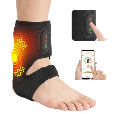 Electric Dual Ankle & Foot Massager 3 Levels Heat Vibration Hot Compress Ankle Massage Heated Wrap Support Brace Foot Protector
