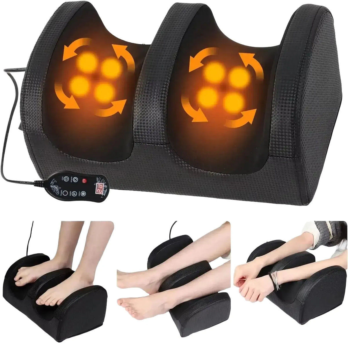Electric Foot Massage Machine Hot Compress Massage Kneading Foot Health Care Shiatsu Roller Calf Vibrator Relieve Muscle Fatigue