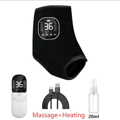 12 modes and 36 gears Heated Ankle Foot Massager - Rechargeable EMS Muscle Stimulator With Red Light For Deep Pain Relief