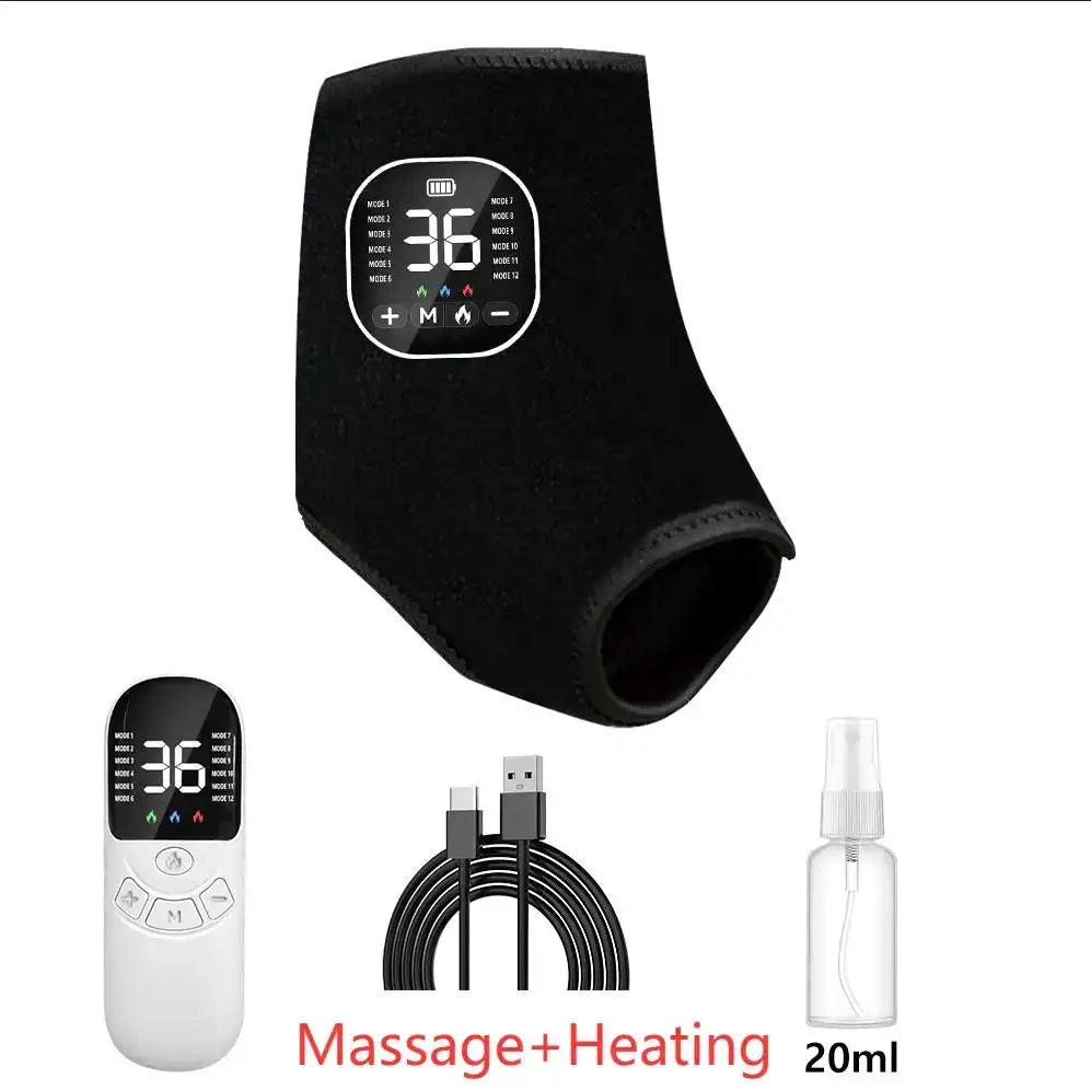 12 modes and 36 gears Heated Ankle Foot Massager - Rechargeable EMS Muscle Stimulator With Red Light For Deep Pain Relief