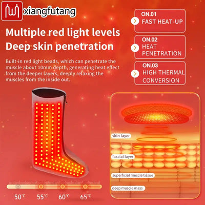 Full-Wrap Heated Leg Foot Support Winter Warmer Red Light Foot Massage Muscle Relaxation Anti-fatigue Relief Pain