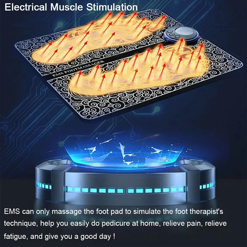 Electric EMS Foot Massager Pad Portable EMS Muscle Stimulation Massage Mat Relief Pain Relax Feet Slimming Shaping