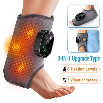 3-in-1 Electric Heated Ankle Guard Massager for Right Left Foot Hand Cordless Ankle Wrist Brace Vibration Massage Wristband