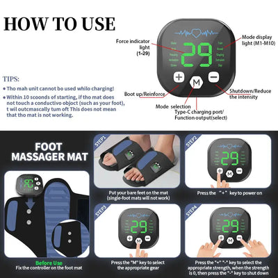 Ems Pad Muscle Stimulation Massage Electric Foot Massager Shoe Foot Relaxation Foot Spa Machine Feet Massager Tools Circulation