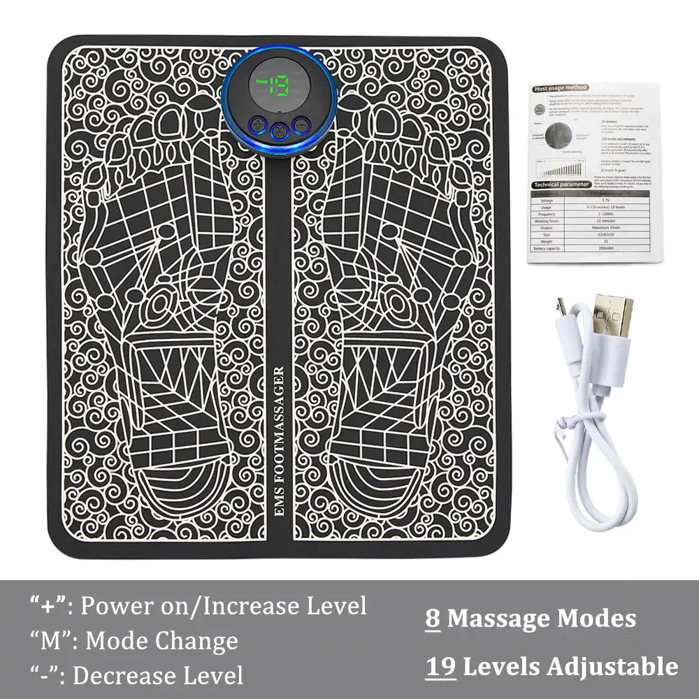 EMS Foot Massager Mat Electric TENS Feet Massager Pad Foldable Massage Mat Muscle Stimulation Fisioterapia Terapia Fisica Salud