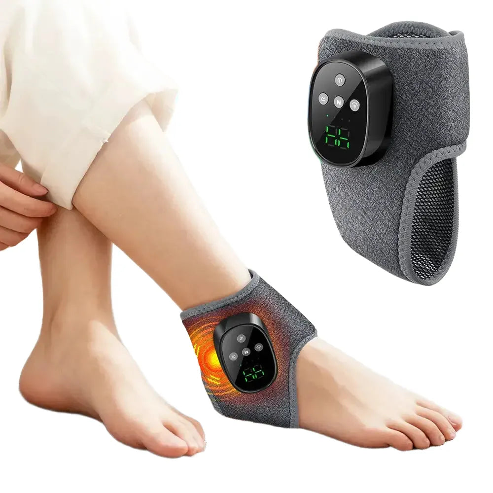 Electric Foot Ankle Massager 4 Mode Vibration 4 Level Hot Compress Timer Massage Support Ankle Brace Fascia Muscle Relax