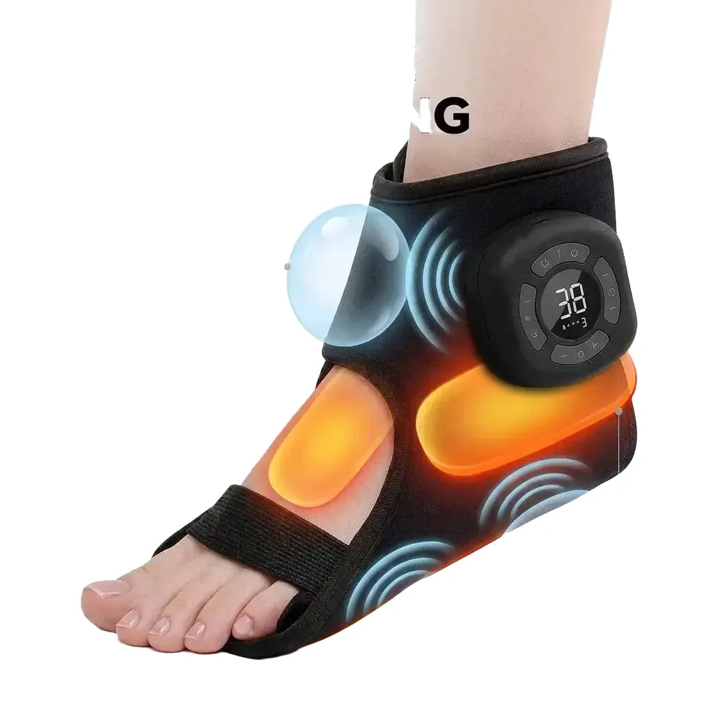 Ankle Foot Air Massager 3 Modes 5 Levels Wrap Cordless 1200mAh Vibrating Warming Sleeve Support Rechargeable Compress Joint Cuff
